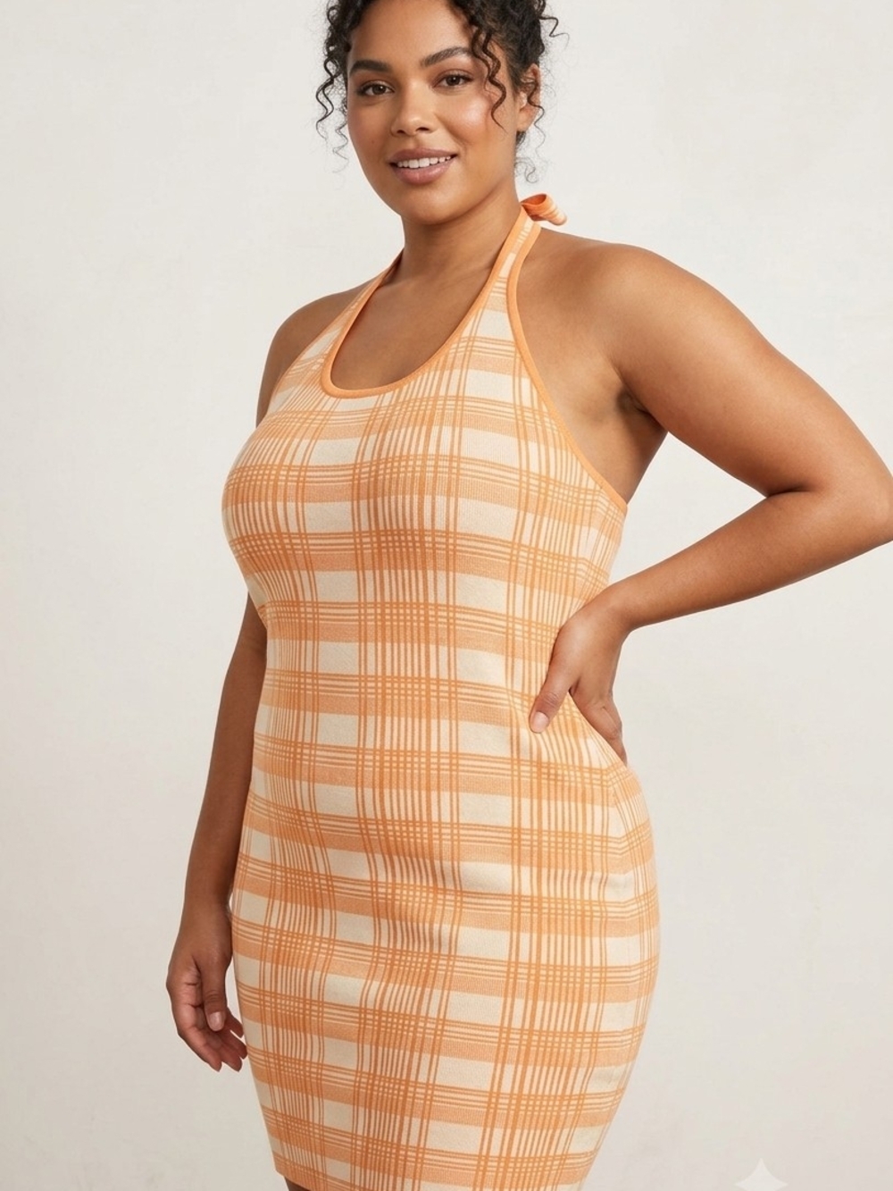 rue21 Plus Orange Plaid Knit Halter Dress Size 2X NWT